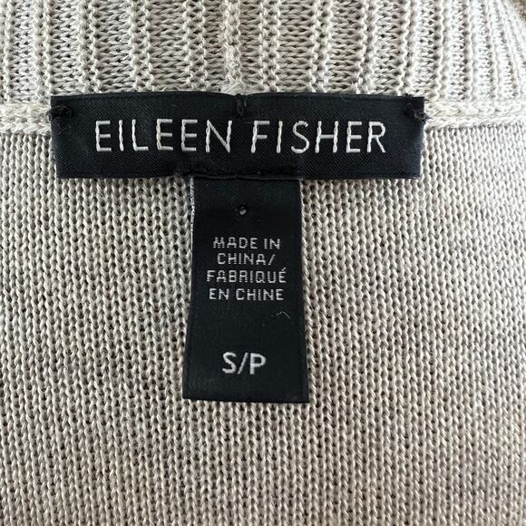 EILEEN FISHER Beige Cardigan Sweater Wool Blend Oversize Open Front S Small - Picture 7 of 9